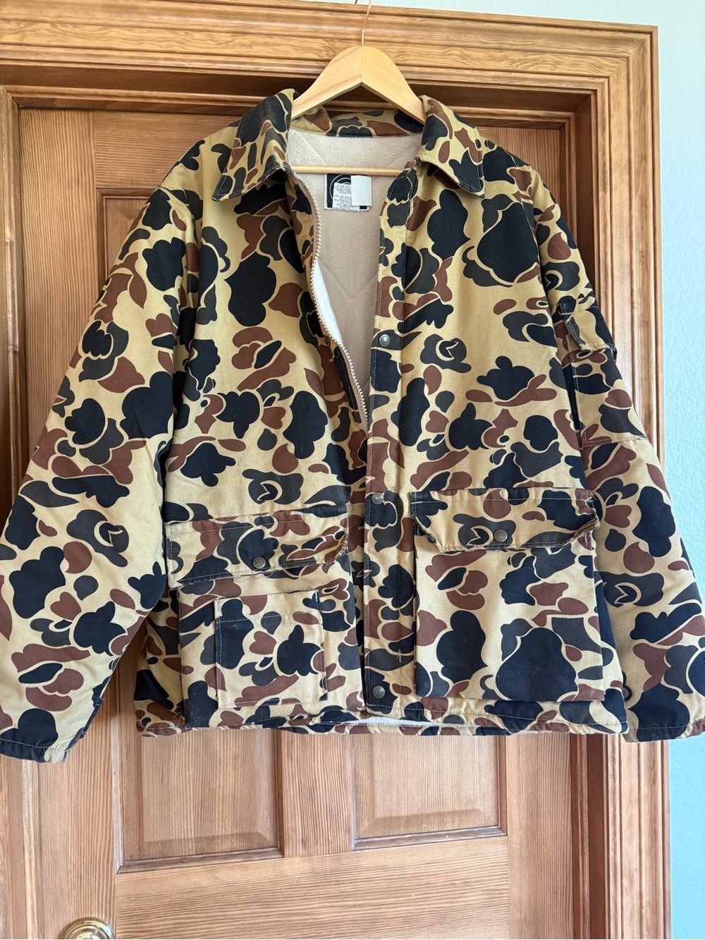 Men's Camouflage Duck Canvas Work Jacket - Beige/Black/Brown